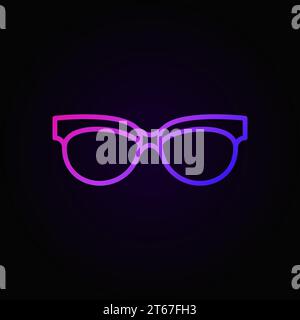 Spectacles linear colored icon. Vector sunglasses outline sign or logo element on dark background Stock Vector