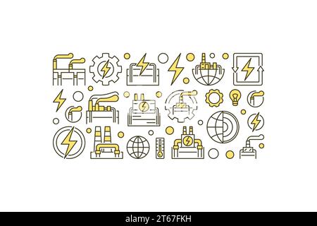 Geothermal energy vector illustration. Creative simple banner made with geothermal power signs on white background Stock Vector