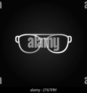 Sunglasses or glasses vector silver icon or symbol in thin line style on dark background Stock Vector