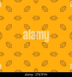 Honey bee yellow seamless pattern. Vector background made of outline bees icons Stock Vector