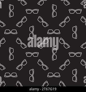 Dark vector seamless pattern with linear sunglasses Stock Vector
