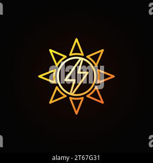 Sun or solar energy colorful icon - vector simple concept sign or design element in thin line style on dark background Stock Vector
