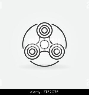 Fidget spinner outline icon - vector hand spin toy concept symbol or design element in thin line style Stock Vector