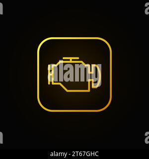 Check engine yellow icon - vector car diagnostic concept sign or logo element on dark background Stock Vector