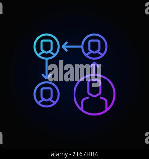 Outsourcing vector bright modern icon or logo element in thin line style on dark background Stock Vector