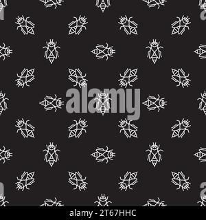 Honey bee dark vector seamless pattern or background in thin line style Stock Vector