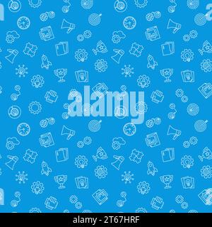 StartUp blue seamless vector pattern. Business modern background Stock Vector