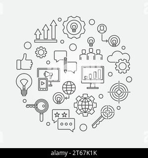 Marketing Strategy vector outline modern circular illustration Stock Vector