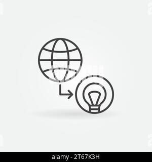 simple light bulb globe with idea filament line art vector isolated on ...