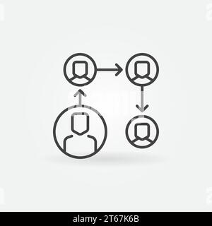 Outsourcing vector modern icon or logo element in thin line style Stock Vector