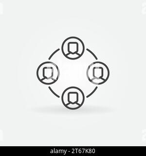 Outsourcing vector minimal icon or design element in thin line style Stock Vector