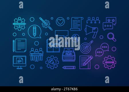 Creative writing vector creative horizontal banner on dark background Stock Vector