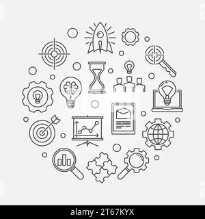 Research round vector simple illustration in thin line style Stock Vector