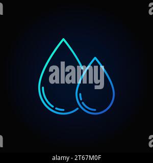 Two water drops colorful icon - vector outline symbol on dark background Stock Vector