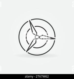 Wind energy round icon - vector renewable energy concept symbol in thin line style Stock Vector