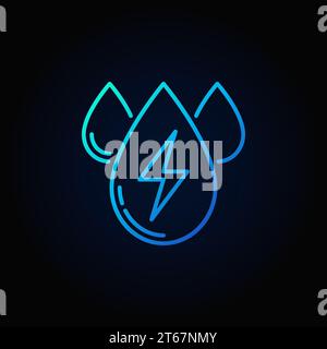 Water energy outline blue icon - vector three water drops colorful symbol or logo element on dark background Stock Vector