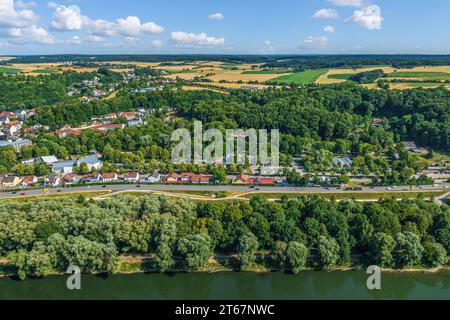 The spa village of Bad Abbach on Danube from above Stock Photo