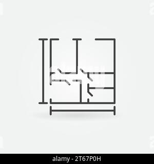 House plan concept icon. Vector minimal house size linear symbol or design element Stock Vector