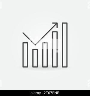 Growing graph vector icon or symbol in thin line style Stock Vector