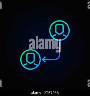 Vector outsourcing outline minimal bright icon or design element on dark background Stock Vector