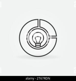 Pie Chart with bulb inside vector icon or sign in thin line style Stock Vector