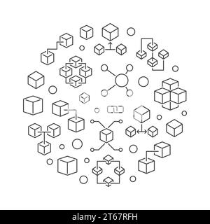 Blockchain or cryptocurrency vector illustration in circle shape. Block chain round concept background Stock Vector
