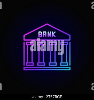 Bank colorful line icon - vector linear sign or logo element on dark background Stock Vector