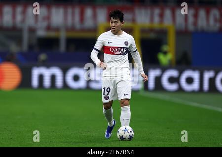 Lee Kang-in of Paris Saint-Germain Fc in action during the  Uefa Champions League match beetween Ac Milan and the Paris Saint-Germain Fc at Stadio Giuseppe Meazza on November 7, 2023 in Milano, Italy . Stock Photo