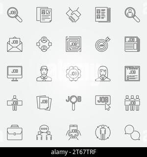 Job icons set. Vector hire and employment concept signs or design elements in thin line style Stock Vector