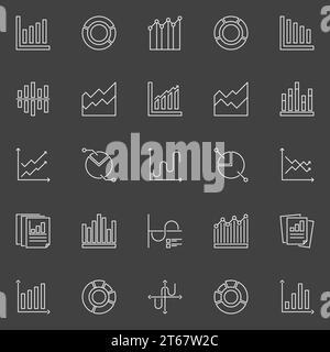 Diagrams line icons signs set. Design collection of Graphs, Charts ...