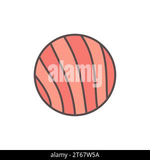 Round salmon slice concept vector flat colorful icon or symbol on white background Stock Vector