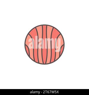 Round flat salmon slice concept colored vector icon or symbol on white background Stock Vector