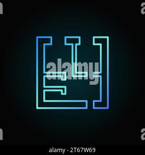 House plan thin line blue icon - vector simple architectural sign or logo element on dark background Stock Vector