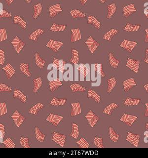 Salmon red fish steak or fillet vector creative seamless pattern or background Stock Vector