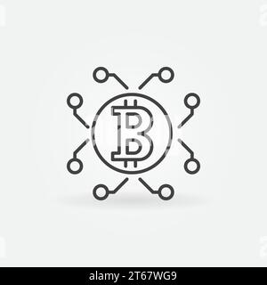 Bitcoin and cryptocurrency vector concept outline icon or symbol Stock Vector