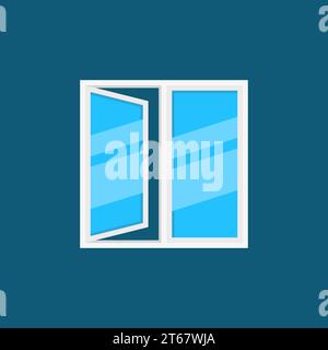 Flat white window with blue glass vector icon or logo element Stock Vector