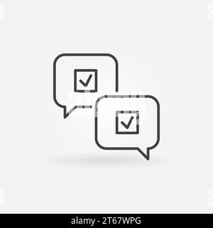 Speech bubbles with check marks vector icon or sign in thin line style Stock Vector