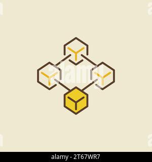 Blockchain technology creative colored vector icon or logo element Stock Vector