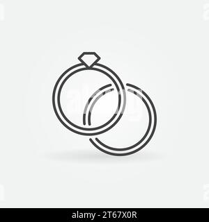 Engagement rings icon - vector wedding rings concept symbol or design element in thin line style Stock Vector