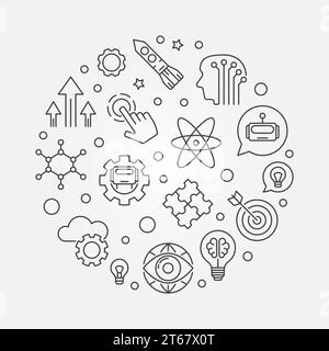Innovation vector round concept minimal illustration in thin line style Stock Vector