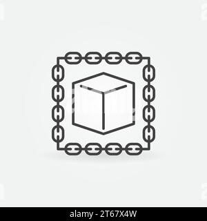Blockchain with cube outline vector icon or design element Stock Vector