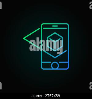 Augmented Reality Technology colored icon or symbol in thin line style on dark background Stock Vector