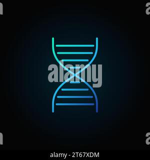 Dna spiral blue vector icon or symbol in line style on dark background Stock Vector