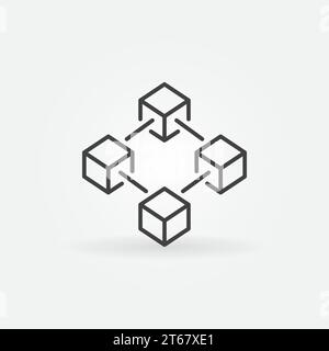 Blockchain vector icon or design element in outline style Stock Vector
