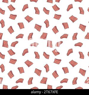 Salmon red fish fillet vector concept colorful seamless pattern or texture Stock Vector