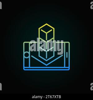 AR in smartphone colored icon. Vector augmented reality linear symbol or design element on dark background Stock Vector