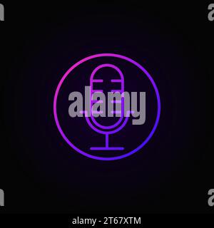 Microphone in circle colorful vector mic icon or symbol on dark background Stock Vector