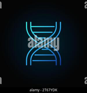 DNA strand blue icon or symbol in thin line style on dark background Stock Vector