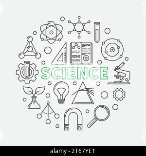Science modern round vector illustration in outline style Stock Vector