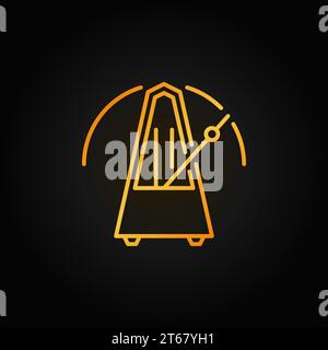Metronome outline yellow icon or symbol on dark background Stock Vector